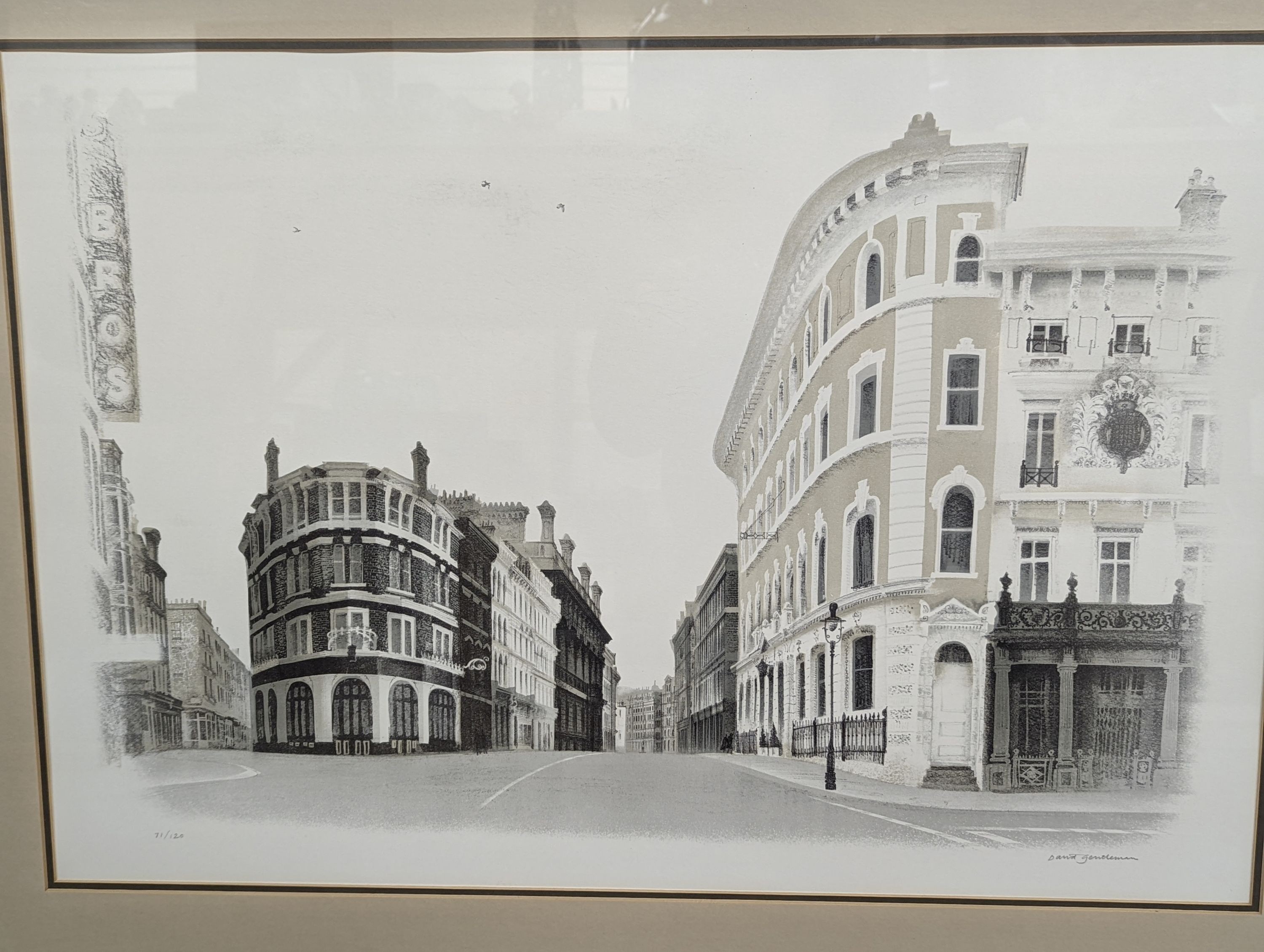 David Gentleman (b.1930), two lithographs, “Rocky Gully is Gordale Scar, North Yorkshire 1978. Provenance The Tate. The “Street Scene” is Covent Garden, London. Both Curwen Press., signed in pencil and numbered, largest